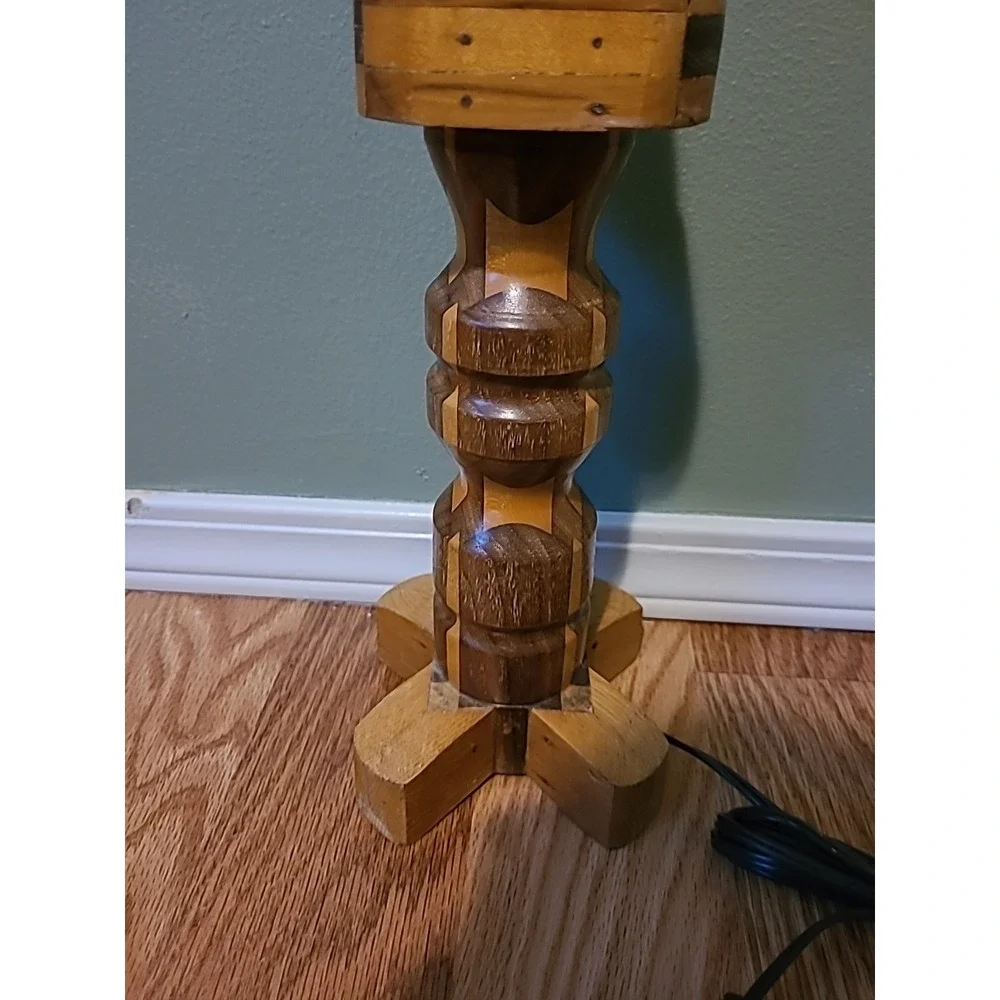 Mid Century‎ Modern Vintage Turned Wood Tall Accent Lamp No Shade Works